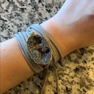 Gray suede wrap bracelet